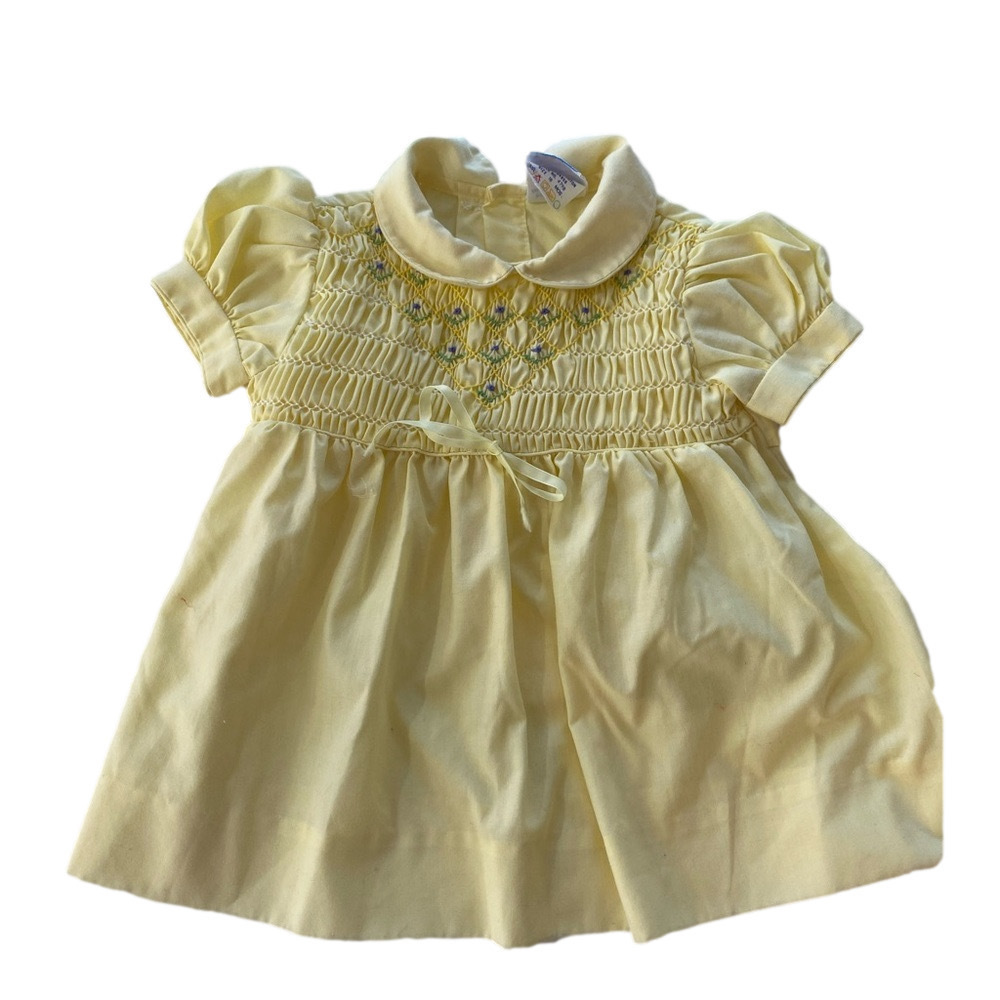 vintage jo joe fashion yellow baby dress sz 18 month